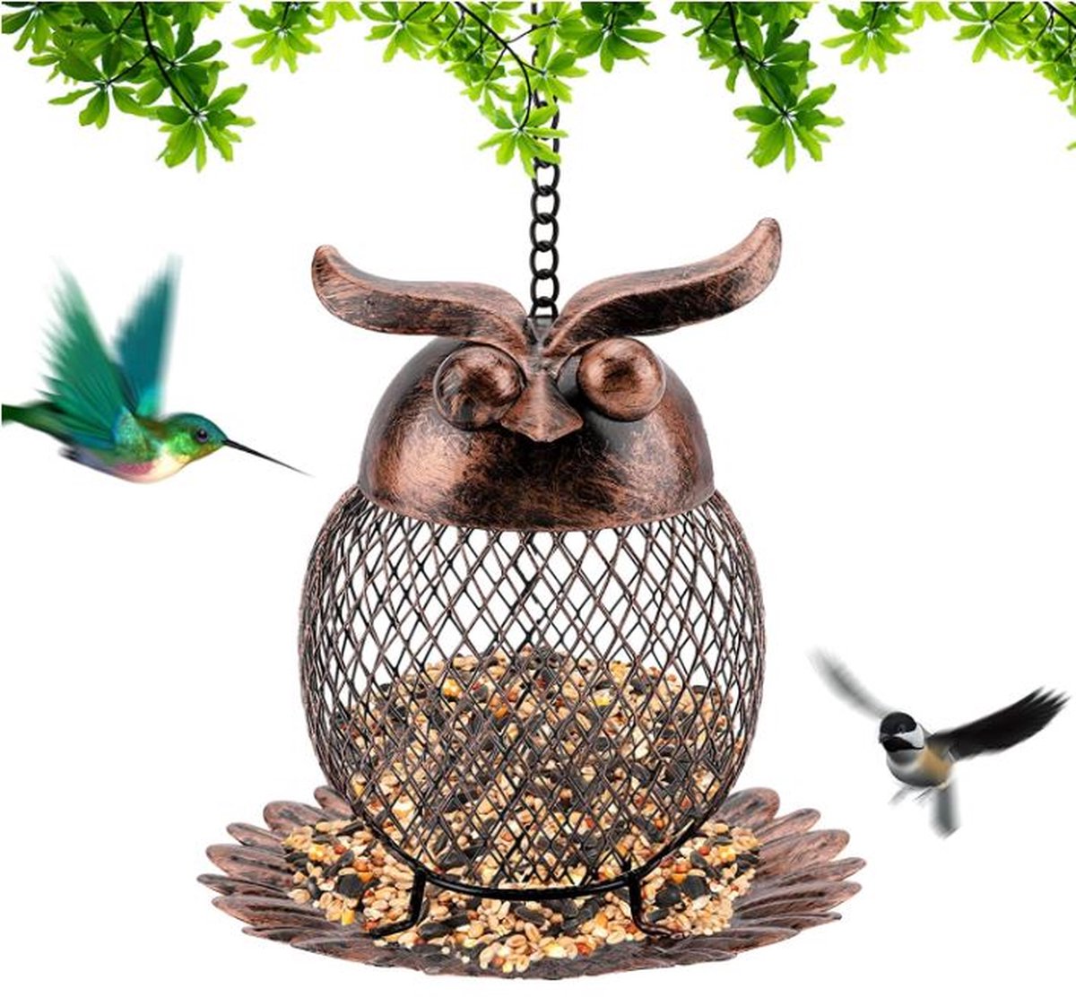Mangeoire à oiseaux domestiques sauvages suspendue en métal