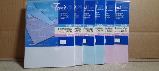 500 enveloppes DIN B6 couleurs métallisées claires 120gr. en vente pack de 5 pièces par couleur