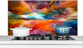 Spatscherm keuken 120x60 cm - Kookplaat achterwand Schilderij - Olieverf - Abstract - Wolken - Muurbeschermer - Spatwand fornuis - Hoogwaardig aluminium
