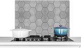 Spatscherm keuken 90x60 cm - Kookplaat achterwand Tegels - Grijs - Structuren - Patroon - Muurbeschermer - Spatwand fornuis - Hoogwaardig aluminium