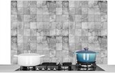Spatscherm keuken 120x80 cm - Kookplaat achterwand Design - Grijs - Wit - Structuren - Tegels - Muurbeschermer - Spatwand fornuis - Hoogwaardig aluminium