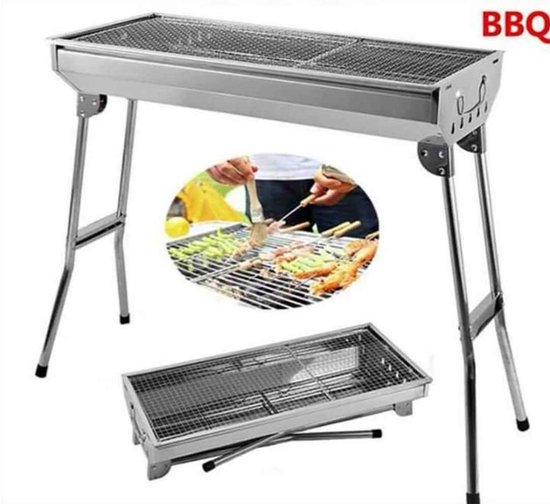 M.T.C© Barbeque-BBQ-RVS-langwerpig-shasliek-sate-camping-grill-opvouwbaar — afbeelding 3