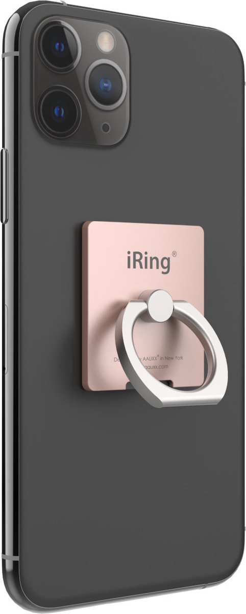 iRing® Link Hook set - Valentijn cadeautje voor haar - Telefoon Ring - Telefoonhouder Auto - Hook® Muurbeugel - Telefoon Standaard - Universeel - Rosé Goud
