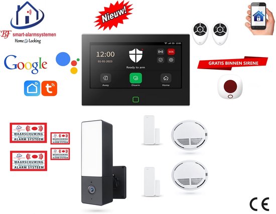 YISEELE Alarmanlage Haus, Komplette Hausalarm, WLAN-Türalarm mit APP Push und Anrufalarm, Kabellos 9-teilige Set: Alarmsirene, Tür Fenster Sensoren, Fernbedienungen, Arbeiten mit Alexa und Google Home
