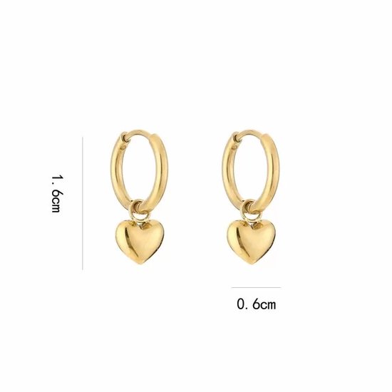 Michelle Bijoux Boucles d'oreilles pendantes petit coeur Goud