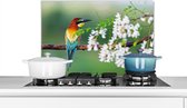 Spatscherm keuken 60x40 cm - Kookplaat achterwand Vogel - Bijeneter - Bloemen - Muurbeschermer - Spatwand fornuis - Hoogwaardig aluminium