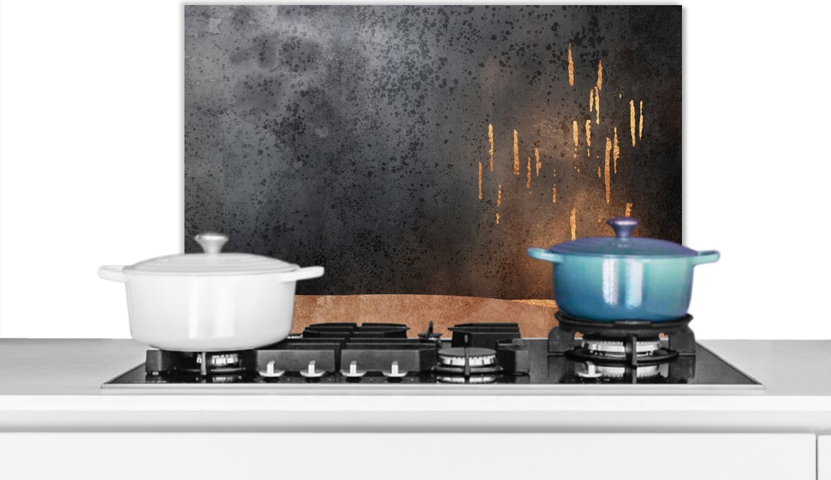 Spatscherm keuken - Design - Luxe - Goud - Abstract - Keuken - Spatwand - 60x40 cm - Achterwand keuken