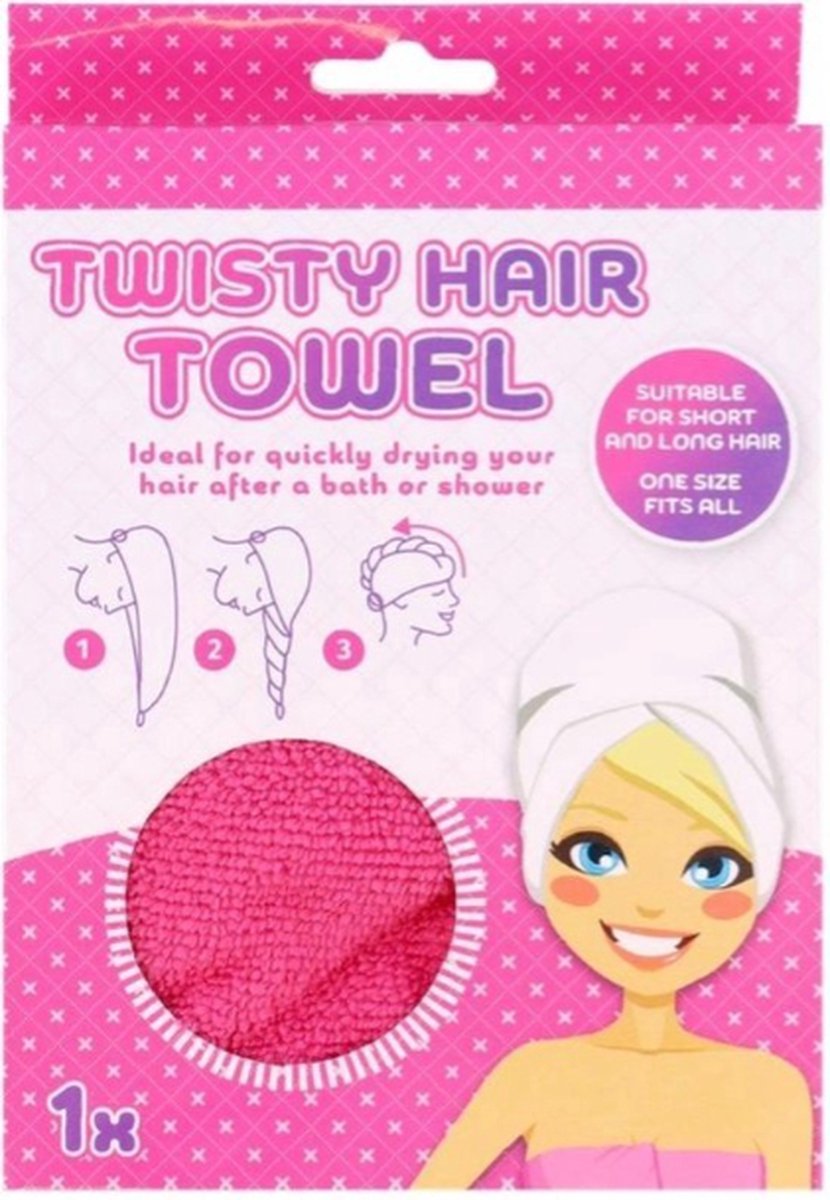 Haarhanddoek Microvezel - Twisty Hair Towel - Hoofdhanddoek - Roze.