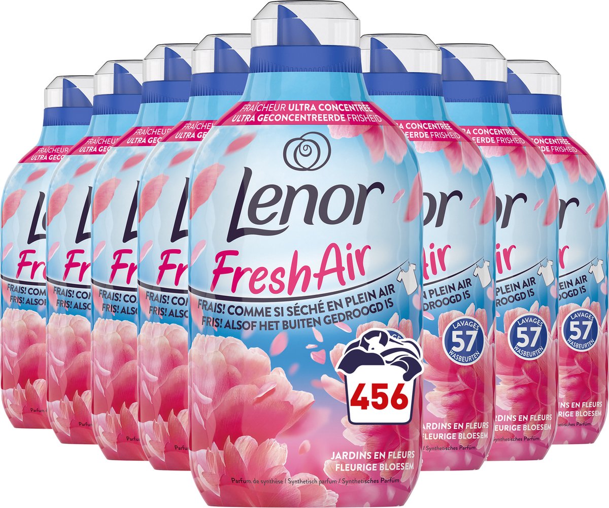 8x Lenor Wasverzachter Fresh Air Flower Blossom 57 Wasbeurten 798 ml