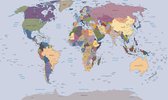 Fotobehang - Vliesbehang - Wereldkaart - Kaart van de Wereld - 152 x 104 cm