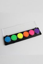Professioneel neon UV schmink palet blacklight 6 x 10 gr. - fluor schminkpalet facepaint fluoriserend fluo