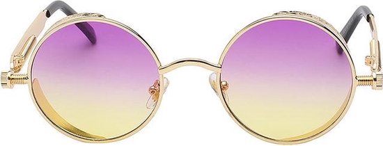 zonnebril paars steampunk - rond goud - retro bril | bol.com