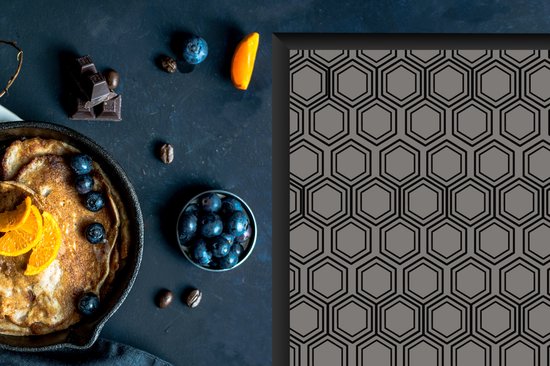 KitchenYeah® Inductie beschermer 80x52 cm - Patroon - Grijs - Zwart - Kookplaataccessoires - Afdekplaat voor kookplaat - Inductiebeschermer - Inductiemat - Inductieplaat mat