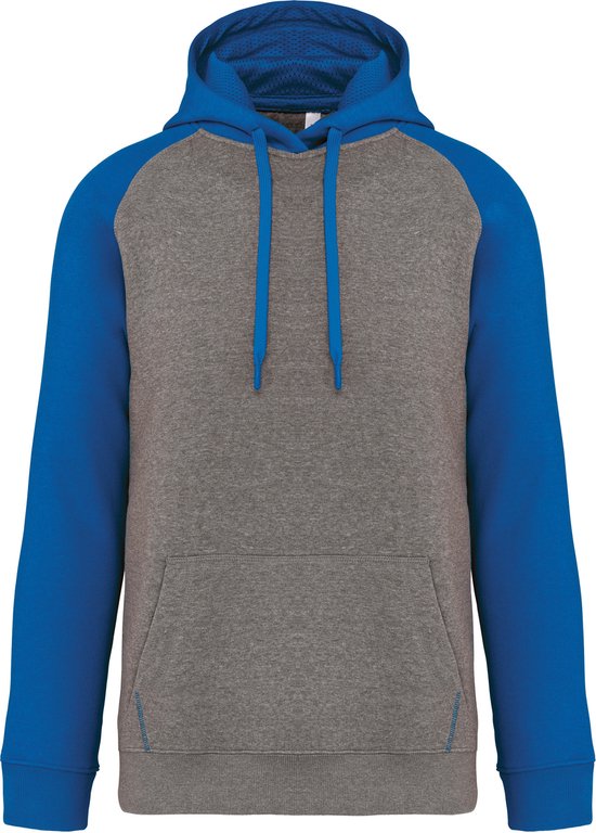 Tweekleurige hoodie met capuchon 'Proact' Grey Heather/Royal Blue - XXL