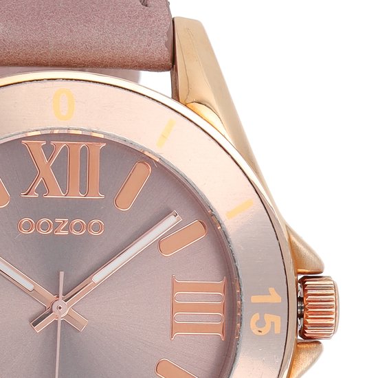 Rosé goudkleurige OOZOO horloge met oud roze leren band - C5738 | bol.com
