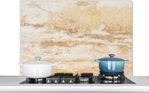 Spatscherm keuken 100x65 cm - Kookplaat achterwand Marmer - Zand - Textuur - Muurbeschermer - Spatwand fornuis - Hoogwaardig aluminium