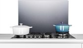 Spatscherm keuken 60x40 cm - Kookplaat achterwand Aluminium print - Metaal - Grijs - Muurbeschermer - Spatwand fornuis - Hoogwaardig aluminium