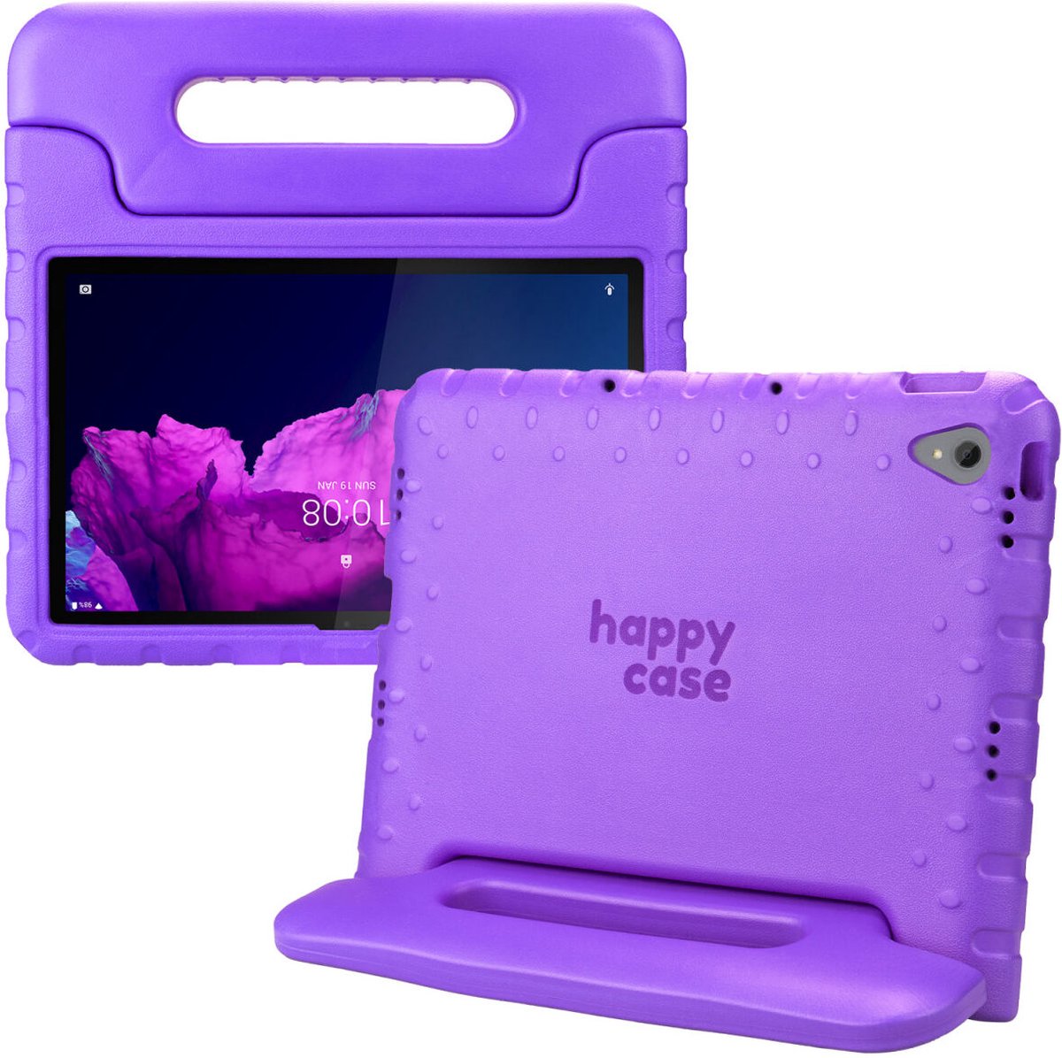 HappyCase Kinder Tablethoes Geschikt voor Lenovo Tab P11 / P11 Plus | Kindvriendelijke Hoes | Beschemhoes | Kinderhoes | met Handvat en Standaard | Paars