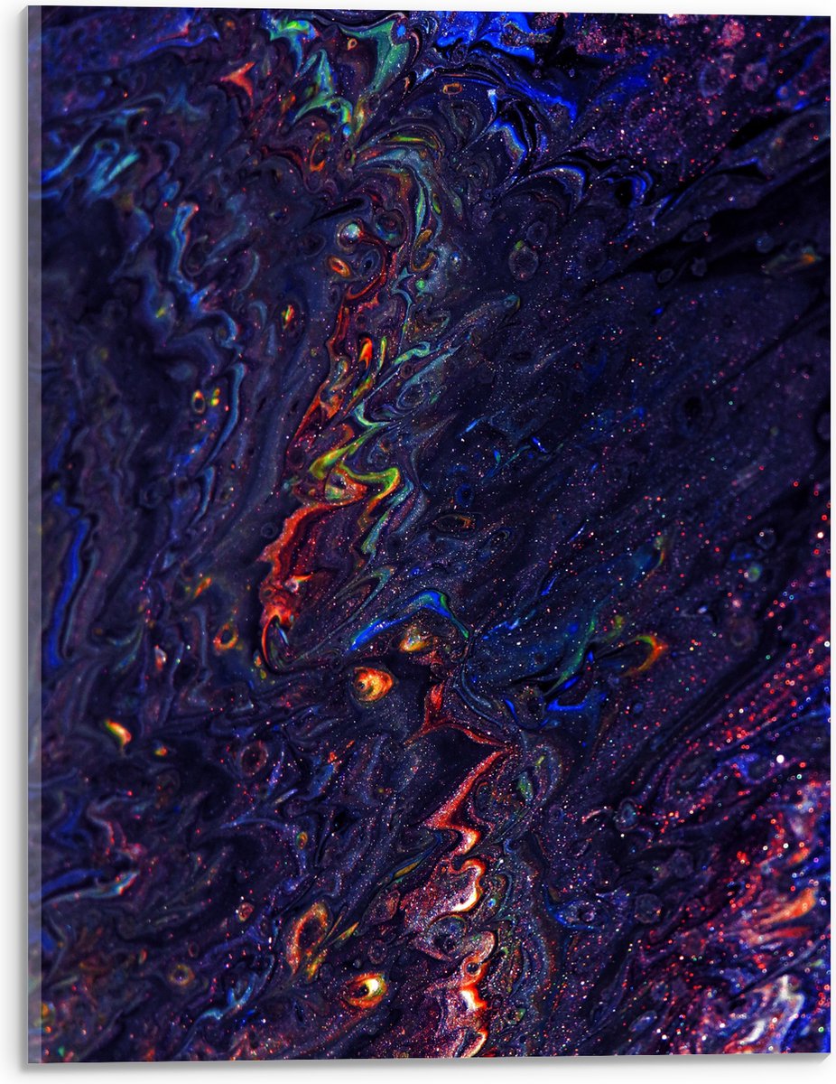 Acrylglas - Donkere Tinten Verf Gemixt - 30x40 cm Foto op Acrylglas (Met Ophangsysteem)
