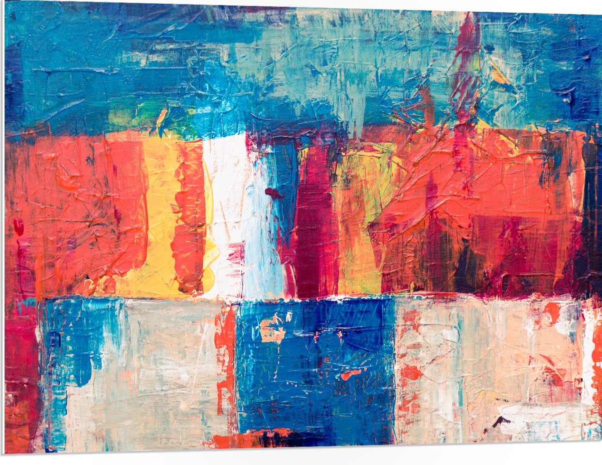 PVC Schuimplaat- Abstracte Vakken van Verschillende Kleuren Verf - 100x75 cm Foto op PVC Schuimplaat