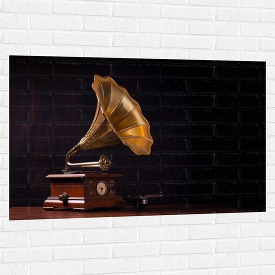 Muursticker - Antieke Grammofoon - 120x80 cm Foto op Muursticker