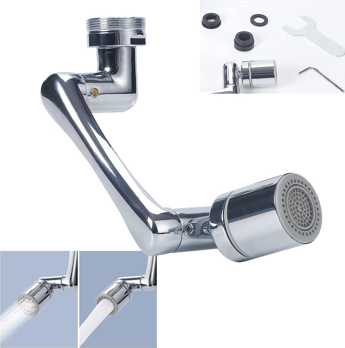 Rallonge de robinet à 1440 °, 2 modes de sortie d'eau, rallonge de robinet  pivotante à 1080 ° + aérateur de robinet rotatif à 360 ° multifonctionnel pour  robinet de cuisine, rallonge