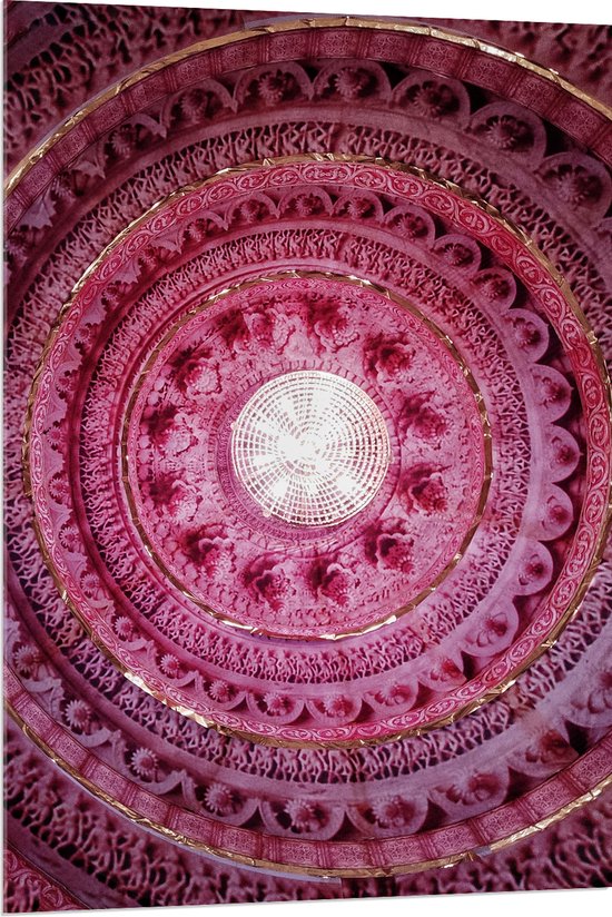 Acrylglas - Roze Cirkels van Verschillende Patronen - 80x120 cm Foto op Acrylglas (Wanddecoratie op Acrylaat)