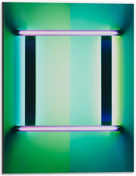 Dibond - Witte Lijnen in Groene en Blauwe Vlakken - 30x40 cm Foto op Aluminium (Met Ophangsysteem)