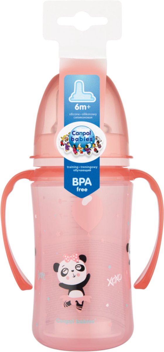 Goedkoopste Canpol Babies | EasyStart | Siliconen Trainingsbeker | 240ml | PP | EXOTISCHE DIEREN | roze 6 m