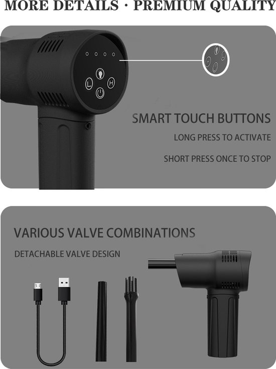 anti-poussière Pistolet à air électrique Souffleur d'air comprimé Air Duster  6951094454733