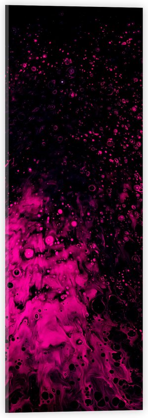 Acrylglas - Mix van Roze Vlekken op Zwarte Ondergrond - 20x60 cm Foto op Acrylglas (Met Ophangsysteem)