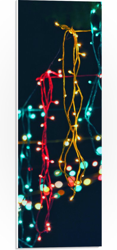 PVC Schuimplaat - Rode, Gele en Blauwe Lichtstralen - 20x60 cm Foto op PVC Schuimplaat (Met Ophangsysteem)
