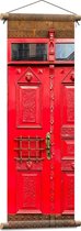 Textielposter - Gebouw met Rode Deur - 30x90 cm Foto op Textiel