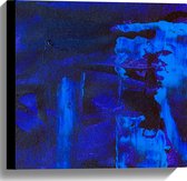 Canvas - Felblauwe Vlekken tegen Donkerblauwe Achtergrond - 40x40 cm Foto op Canvas Schilderij (Wanddecoratie op Canvas)