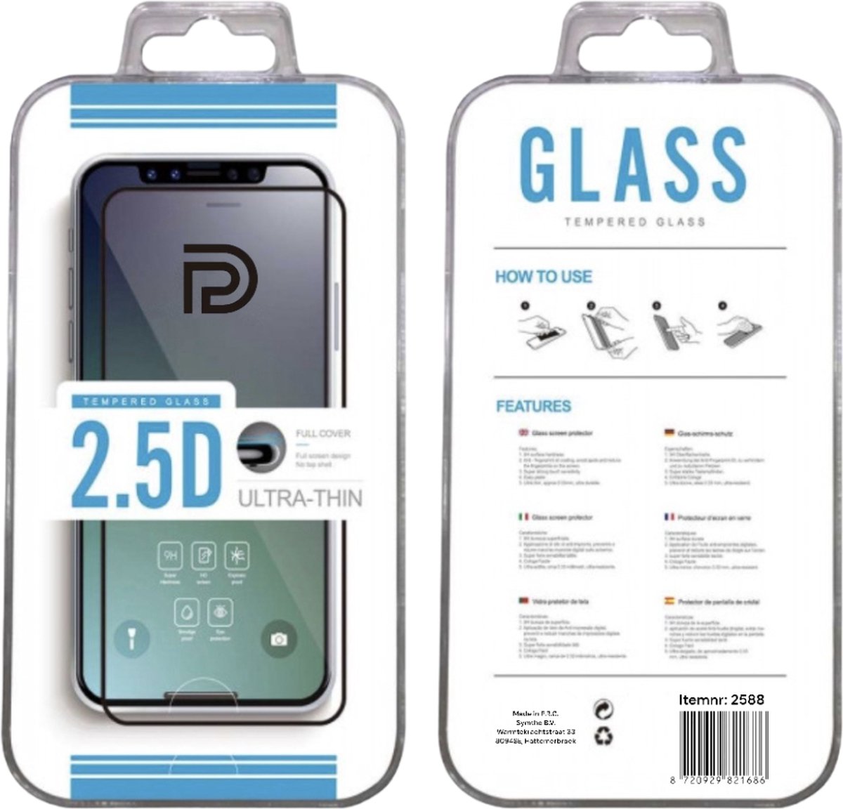 PD® - Screenprotector geschikt voor iPhone 13/13 PRO/14 - Volledige Dekking - Gehard Glas - 2.5D Volledige Bescherming