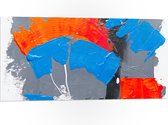PVC Schuimplaat- Oranje, Rode Blauwe en Grijze Verfvlekken op Witte Achtergrond - 100x50 cm Foto op PVC Schuimplaat