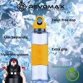 Bouteille d'eau de sport Revomax Tritan | Jaune citron | Capuchon anti-torsion et Protection triple verrouillage anti-fuite | Lavable au lave-vaisselle