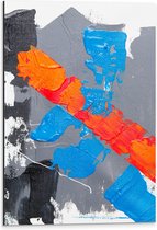 Dibond - Grijze, Blauwe en Oranje Verfvakken op Witte Achtrgrond - 40x60 cm Foto op Aluminium (Wanddecoratie van metaal)