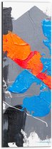 Dibond - Grijze, Blauwe en Oranje Verfvakken op Witte Achtrgrond - 20x60 cm Foto op Aluminium (Wanddecoratie van metaal)