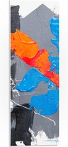 PVC Schuimplaat- Grijze, Blauwe en Oranje Verfvakken op Witte Achtrgrond - 20x60 cm Foto op PVC Schuimplaat