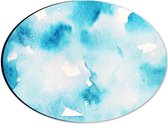 Dibond Ovaal - Blauw met Wit Gemixte Kleuren - 28x21 cm Foto op Ovaal (Met Ophangsysteem)