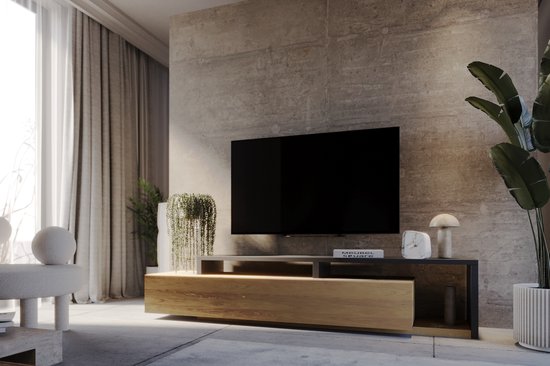 Meubel Square - TV meubel TRON - Eiken / Antraciet- 219 cm - TV kast