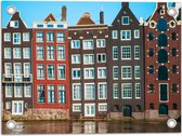 Tuinposter – Traditionele Grachtenpanden van Amsterdam in Verschillende Kleuren - 40x30 cm Foto op Tuinposter (wanddecoratie voor buiten en binnen)