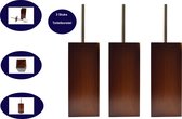 3 Stuks |Toiletborstel Bamboe hout 8mm dik | toiletborstels- donker bruin