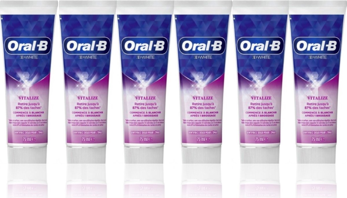 Oral B Tandpasta 75 ml 3D White Vitalize 6 stuks Voordeelverpakking