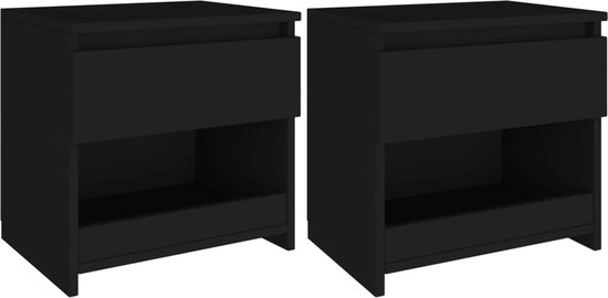 vidaXL - Nachtkastjes - 2 - st - 40x30x39 - cm - bewerkt - hout - zwart