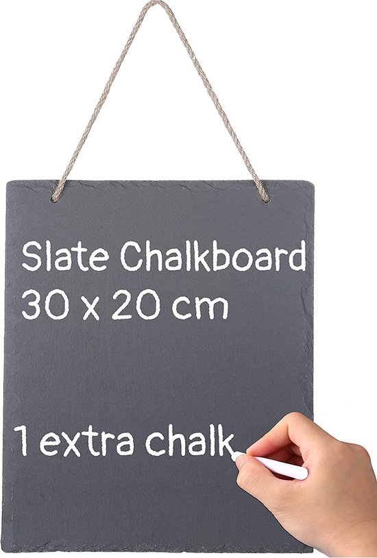 Securit krijtbord met teak houten rand - 30 x 40 cm - inclusief witte krijtstift - warenhuis
