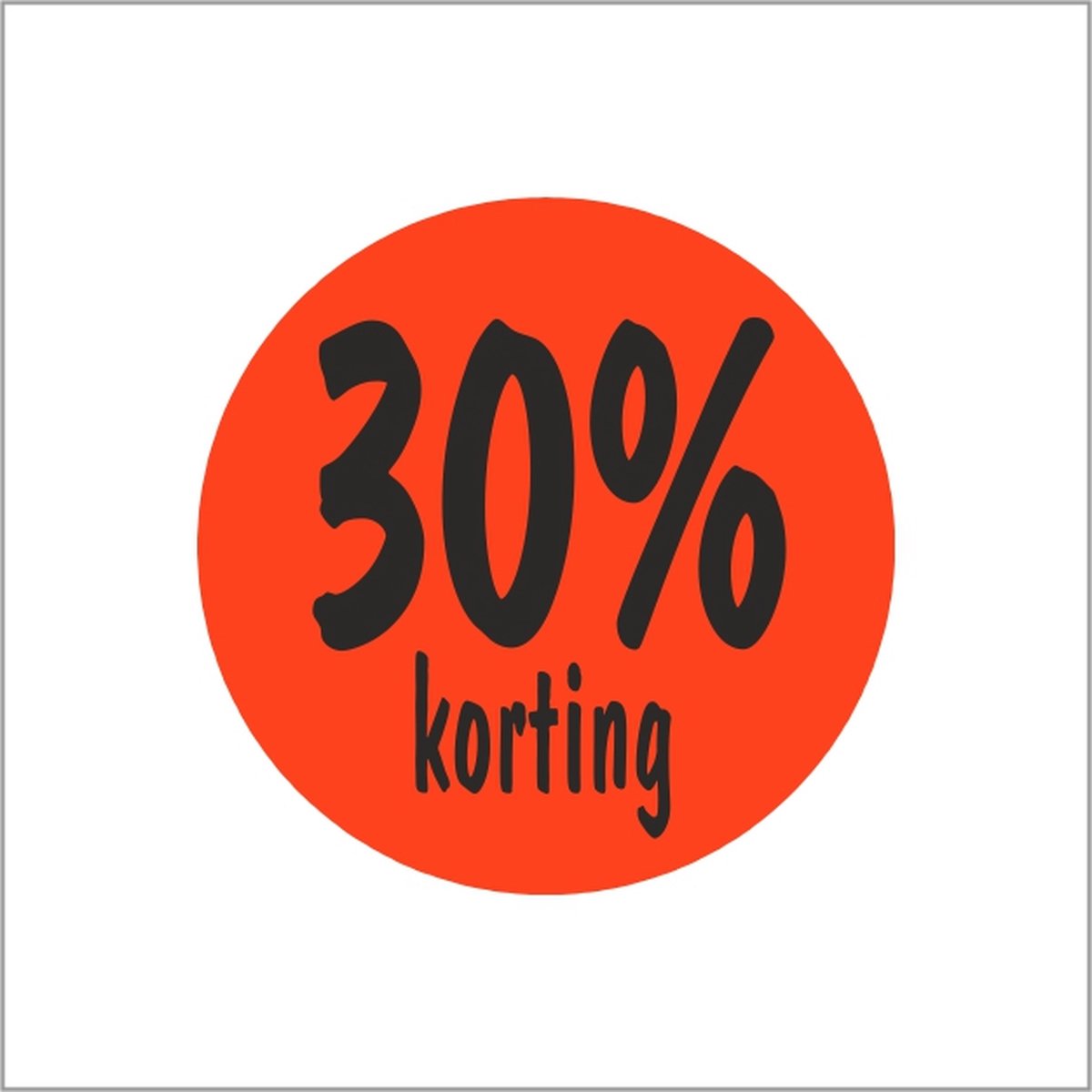 Promotie Stickers - "30% Korting" - Fluor Rood - Ø35 mm - (500 STUKS) - Sluitstickers - Sluitzegels - Etiketten - Stickers - Fel Oranje - Korting stickers - Afprijsstickers