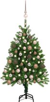 vidaXL - Kunstkerstboom - met - verlichting - en - kerstballen - 120 - cm - groen
