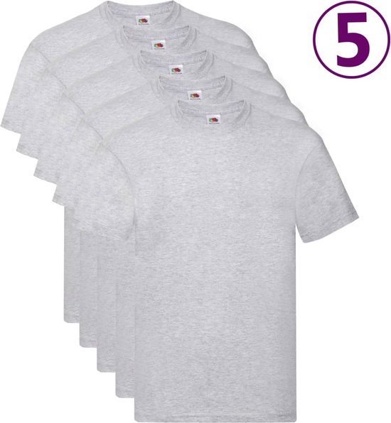 Fruit of the Loom T-shirts Original 5 pièces 3XL coton gris